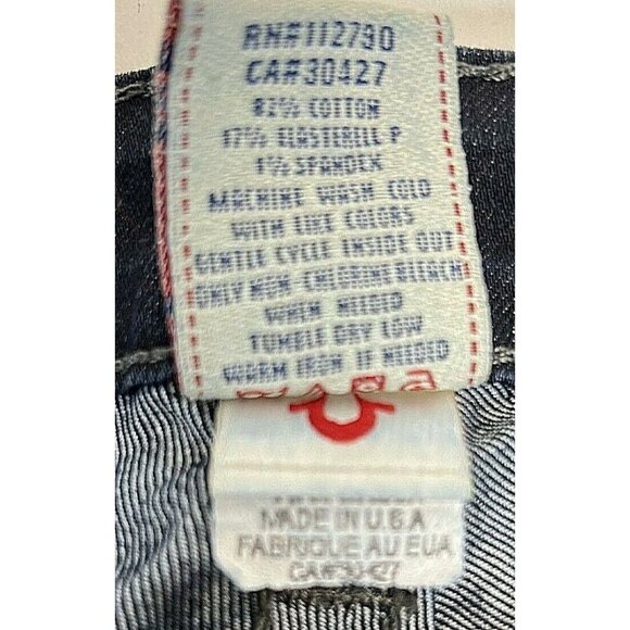 True Religion World Tour Jodie Womens Jeans Size 27 Stretch Denim Raw Hem Dark W - Picture 9 of 10